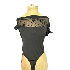Dream Bandits Australia Black Bodysuit Mesh with Stars NWT size Small